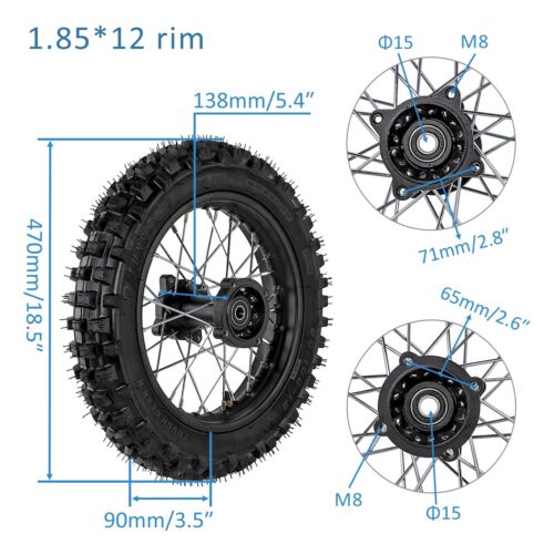 14" 12" Rad Vordergabel Hinterradschwinge 80/100-12 60/100-14 Reifen CRF70 XR70 SSR - Bild 15 von 27