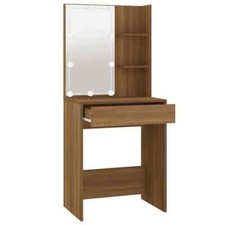 Dressing Table with LED Light USB Mirror Bedroom Desk Make up Table Shelf Drawer