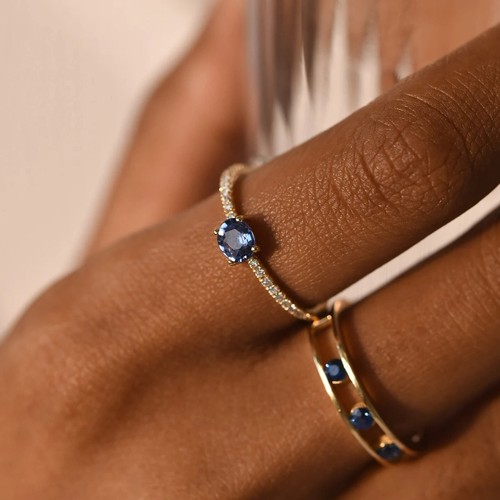 925 Sterlingsilber Blau Saphir Ring Ewigkeit September Geburtsstein Geschenk