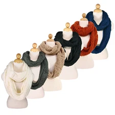 TrendsBlue Premium Winter Thick Infinity Twist Cable Knit Scarf - Diff Colors