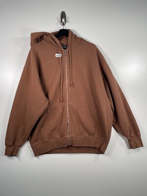 Brandy Melville Womens Full Zip Hoodie Sweatshirt Fleece Solid Brown One  Size