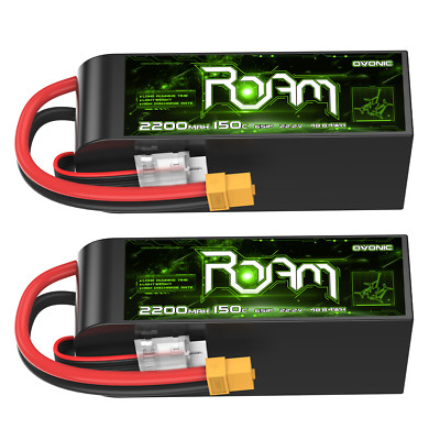 2X OVONIC 22.2 V 150C 6S 2200mAh Lipo Akku XT60 für Heli Flugzeuge Jet quad FPV