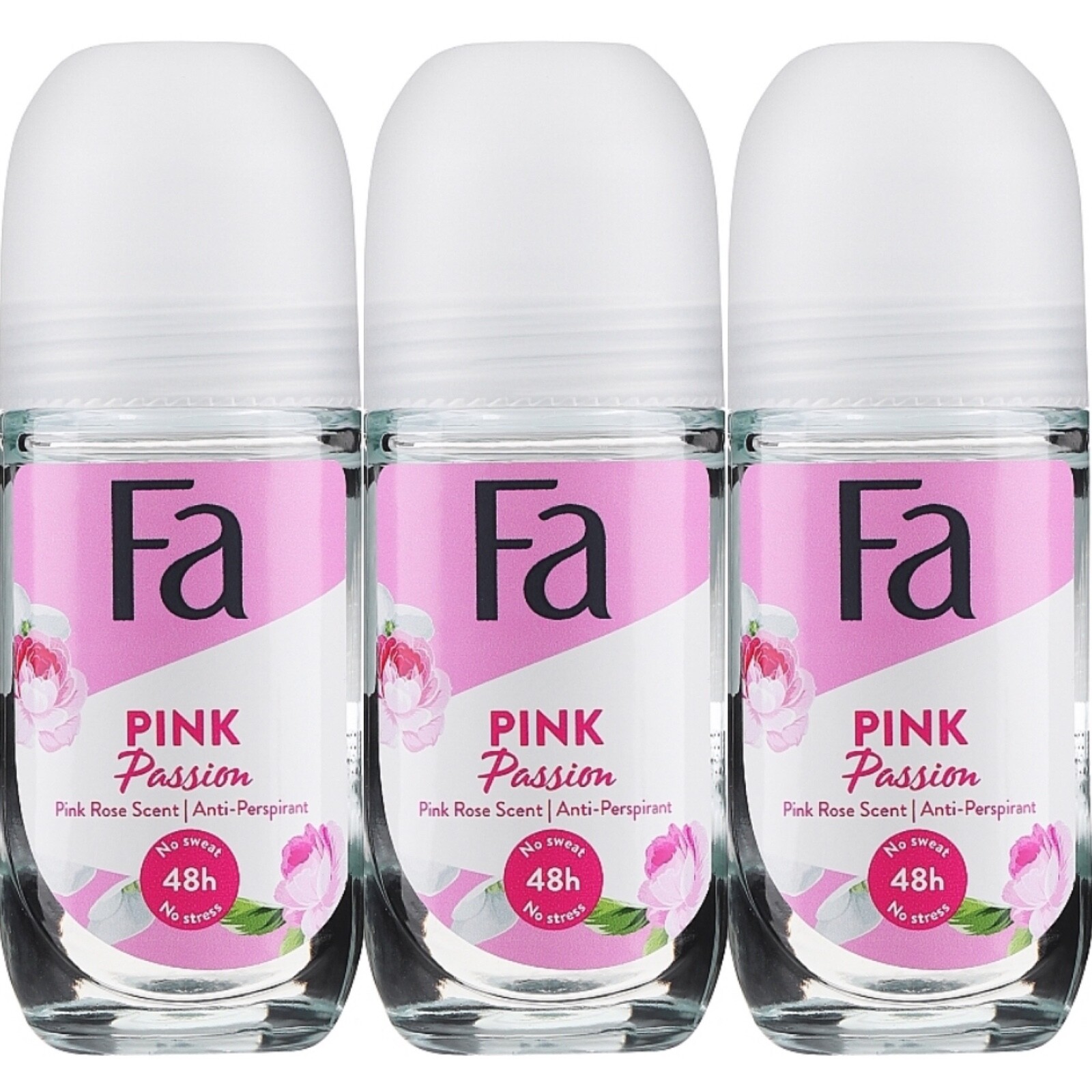 FA PINK PASSION ROSE DEODORANT ROLL ON 50 ML -3 PACK
