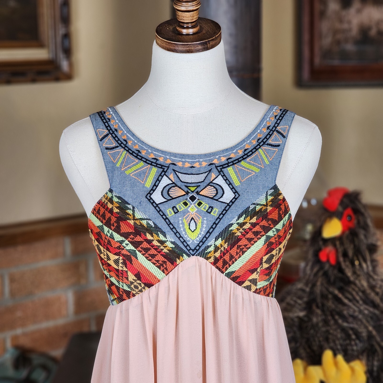 Flying Tomato Dusty Pink Embroidered Bodice Maxi Dress