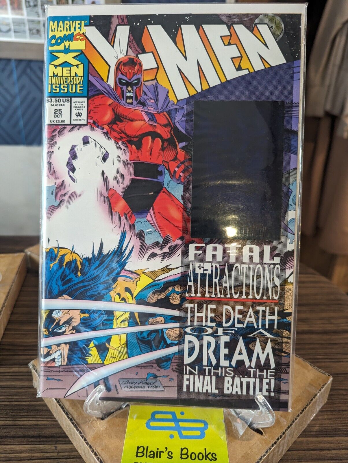 Marvel's X-MEN #25 [1993] NM; Hologram Gambit Cover; Magneto De-Bones Wolverine!