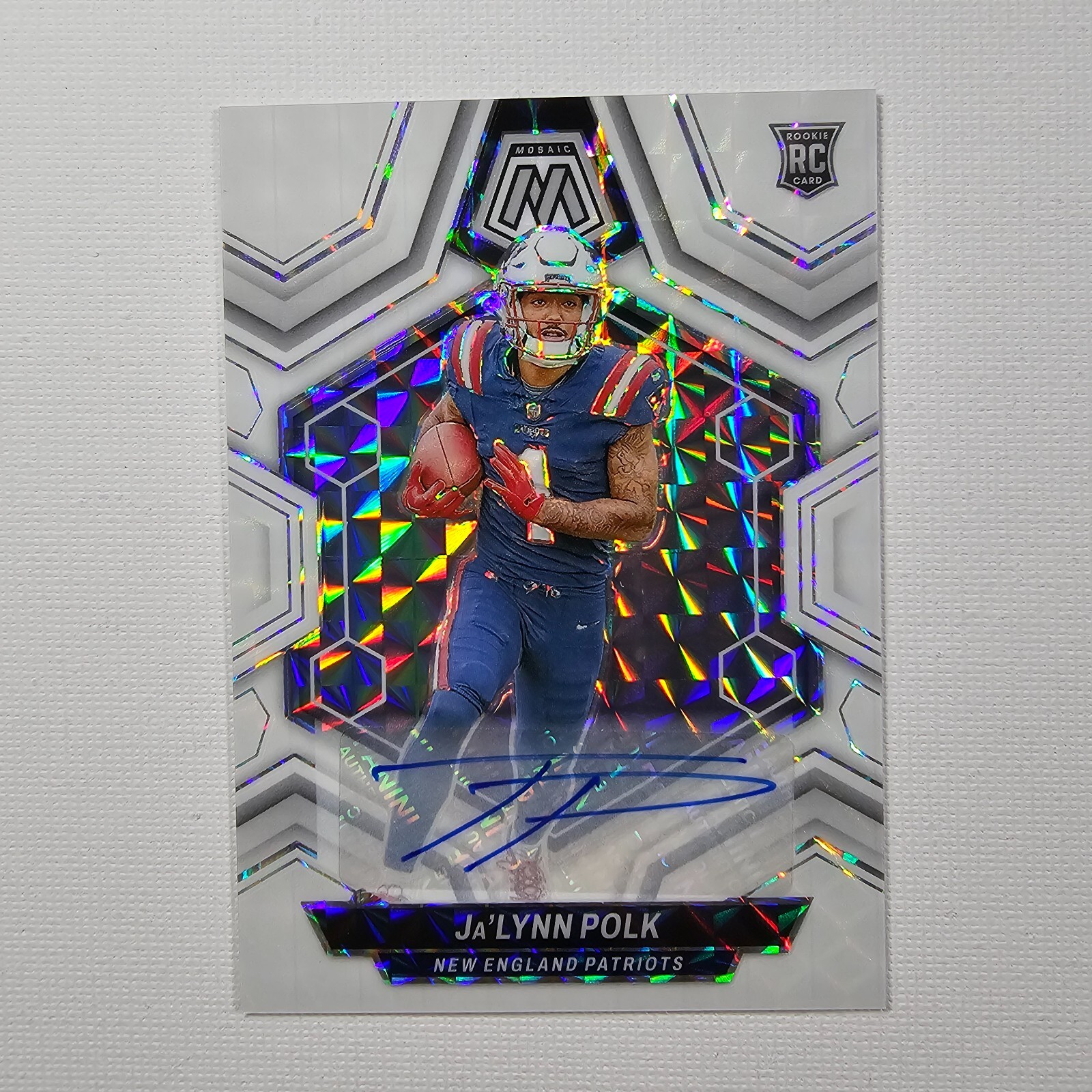 2024 Panini Mosaic #337 Ja’Lynn Polk Rookie Auto White Prizm RC Limited to 25 8M