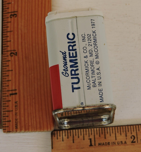 Vintage 1977 McCormick Spice Tin Ground Turmeric 1.37oz 38g Plastic Cap - Picture 9 of 9