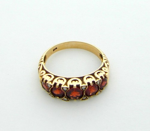 ANTIQUE DIAMOND GARNET RING VINTAGE WEDDING BAND - Picture 3 of 4