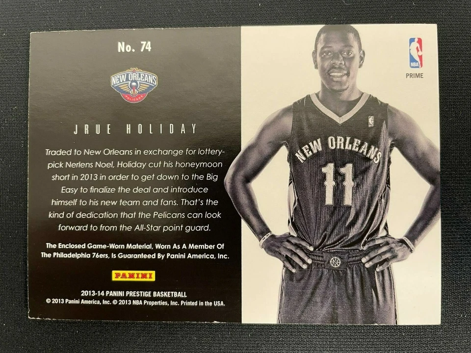 JRUE HOLIDAY 2013-14 PRESTIGE BASKETBALL BONUS SHOTS PATCH /25 PELICANS *7826 - Image 2 of 2