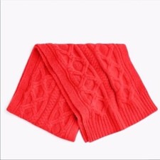 J Crew K2537 NWT Classic Solid RED Over-Sized Loopy Stitch Cable Knit Scarf