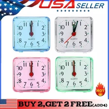 Travel Alarm Clock Small Analog Battery Operated Silent No-Ticking Snooze Lights