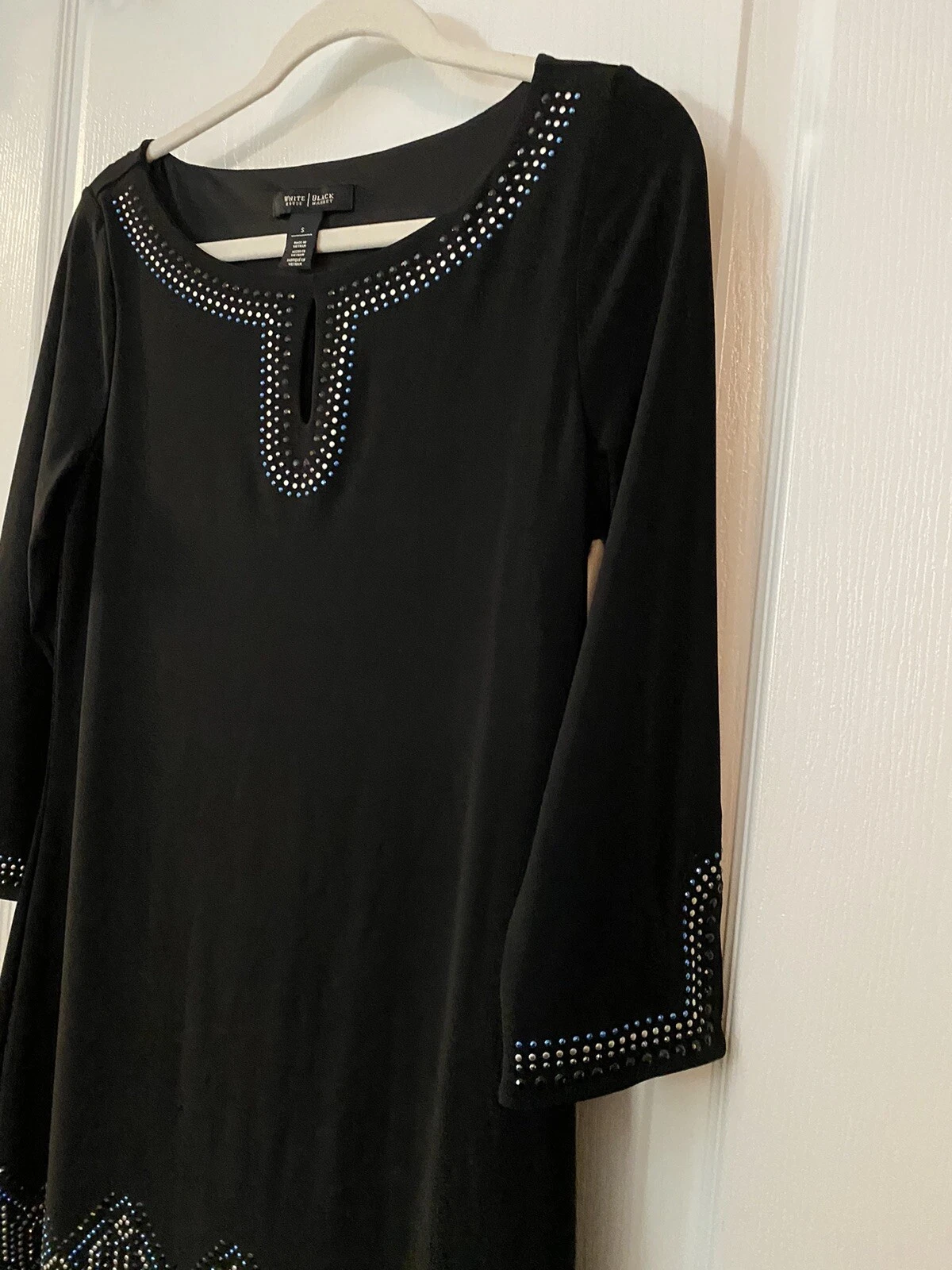 VETEMENTS Abito da mercato nero Casa Bianca donna piccolo dettaglio perline nero maniche 3 4