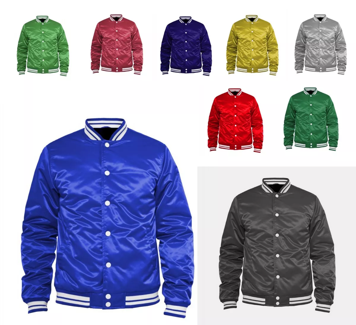 Blue Satin Baseball Jacket