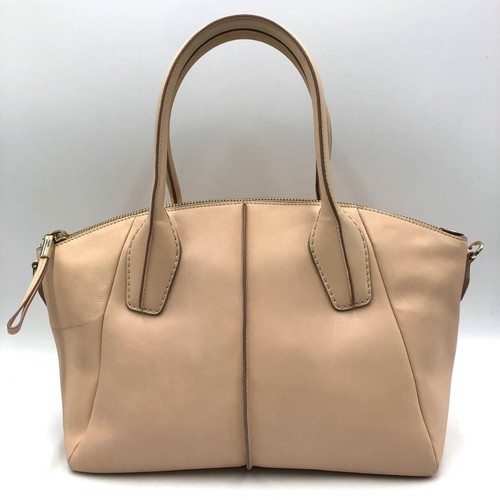 Tod's D Styling Handbag Tote Leather Pink Beige Women's Made in Italy - Picture 10 of 24