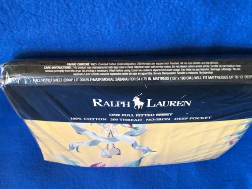 VTG NWT Ralph Lauren One Full Fitted Sheet No-Iron Evelyn Yellow 100% Cotton - Picture 6 of 10