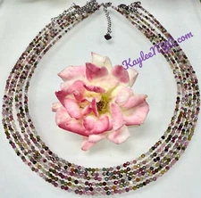 Wholesale Lot 6 Pcs 2mm Natural Rainbow  Tourmaline Necklaces Crystal Healing