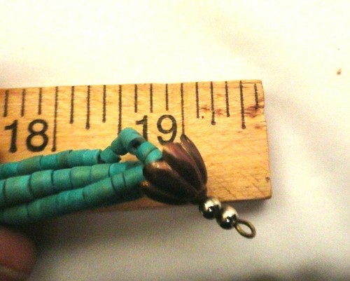 COLLAR DE CUENTAS DE MADERA VINTAGE VERDE AZULADO MULI HEBRA - Imagen 3 de 3