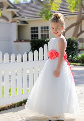 V-Back Lace Edge Ivory Flower Girl Dress Communion Dress Toddler Baptism Dresses - Picture 19 of 68