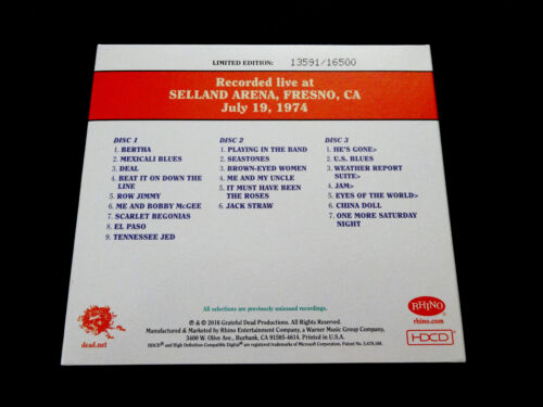 Grateful Dead Dave's Picks 17 Volume Seventeen Selland Fresno 19.07.74 1974 3 CD - Bild 2 von 12