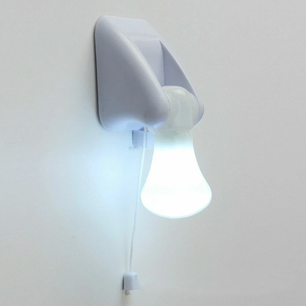LED Wall Night Light Bulb Cordless Battery Portable Handy Pull String Lamp SS996