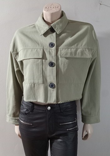 Military Green Crop Canvas Jacket | eBay