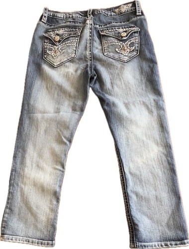 Hydraulic Lola Capri Jeans Size 7/8 Straight Leg Stretch Blue Denim Low Rise - Picture 10 of 13