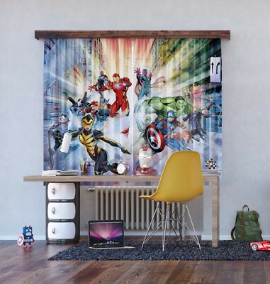Avengers Fenster Vorhänge Kinderzimmer 180x160cm Paar Marvel Comics Helden