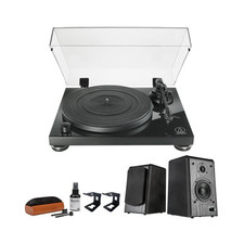 Audio Technica Atlpw50pb Turntable With Speakers Stands And Care System
