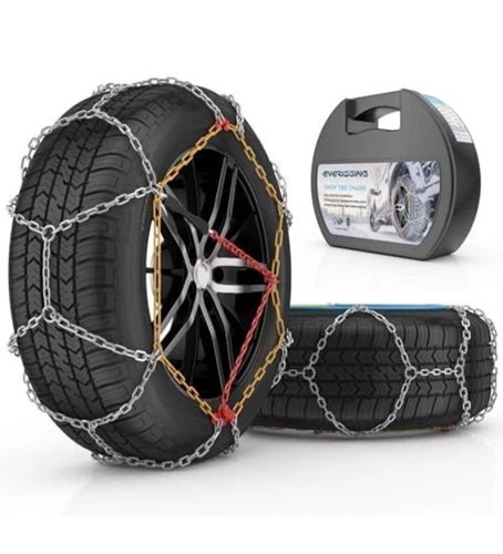 EVERIGGING Snow Tire Chains for Car SUV Pickup Trucks, Universal Adjustable Quic