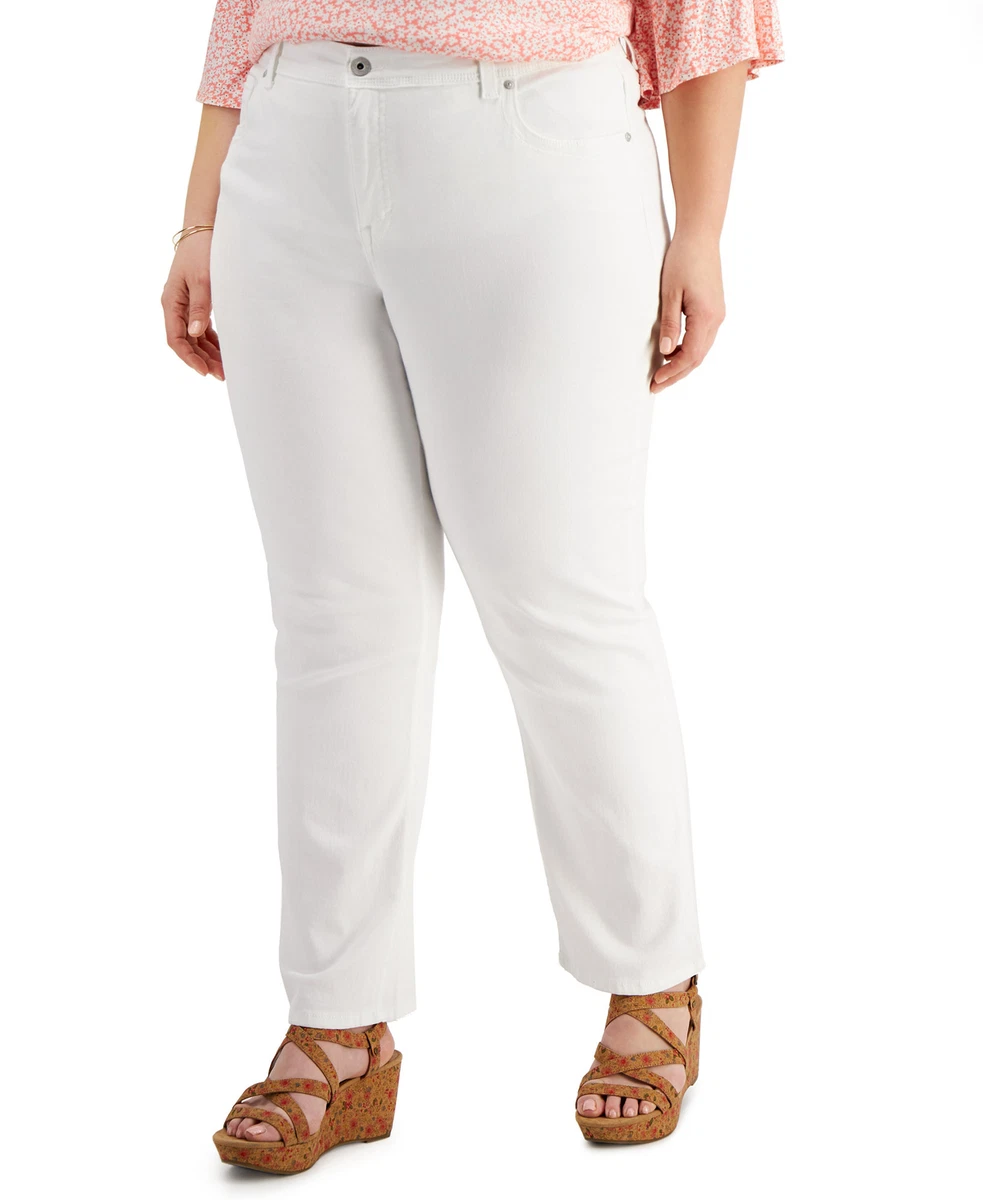 Style & Co Women's Plus Size High Rise Tummy Control Jeans (22W, Bright  White)