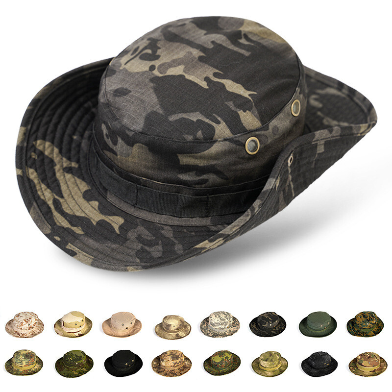 Camo Boonie Bucket Hat Fishing Hunting Safari Summer Men Sun Booney Wide  Brim