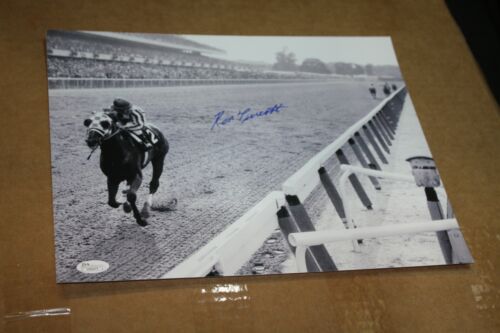 FOTO SEGRETARIAT 11X14 B/N FIRMATA DA RON TURCOTTE BELMONT STAKES POSA JSA CERT - Foto 1 di 1