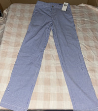 Polo Ralph Lauren Boys Seersucker Stretch Fabric Striped Pants Blue/White Sz 12