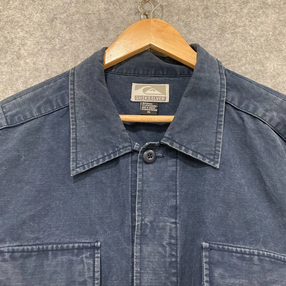 VINTAGE Quiksilver Shirt Mens Size XL Cotton Washed Blue Overshirt 49015 - Image 3 of 4