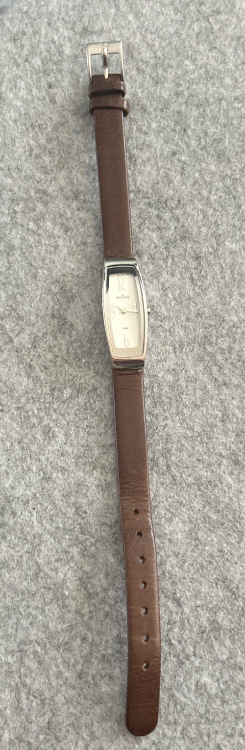 Skagen Women’s 9” Silvertone Rectangular Watch Le… - image 2