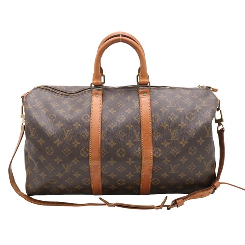 Authentic Louis Vuitton M41418 Keepall Bandouliere 45 Brown Monogram Handbag