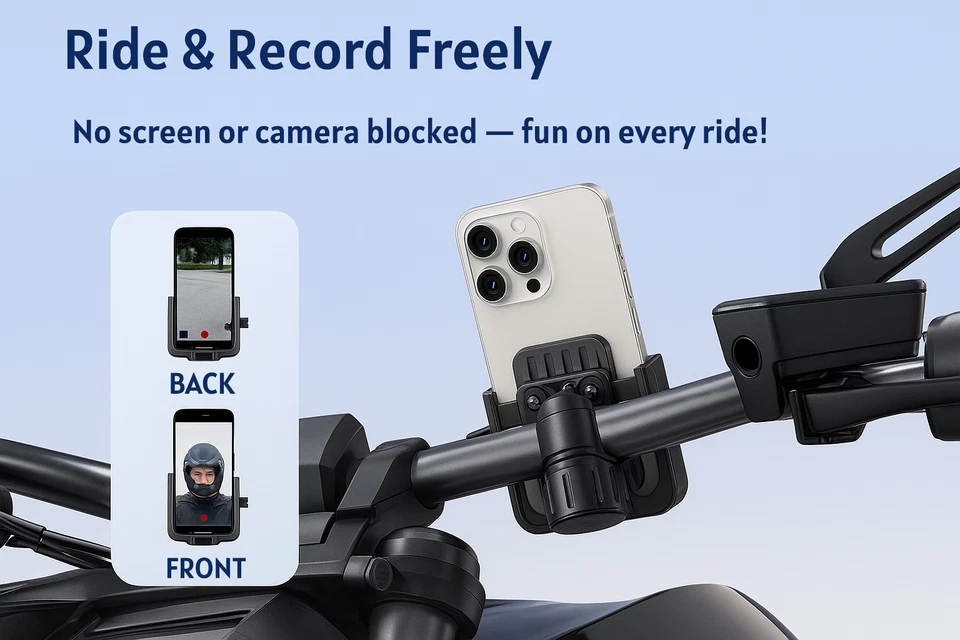 Anti-Shake Bike/Motorcycle Handlebar Cell Phone (5.7"-7.2") Mount Holder - Image 2 of 3