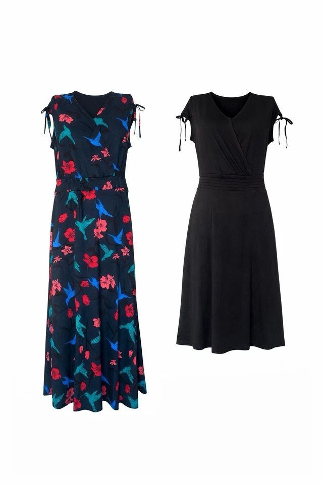 AJC Damen Kleider 2-er SET Damenkleid Maxikleid schwarz bunt NEU Viele Größen - Bild 1 von 1