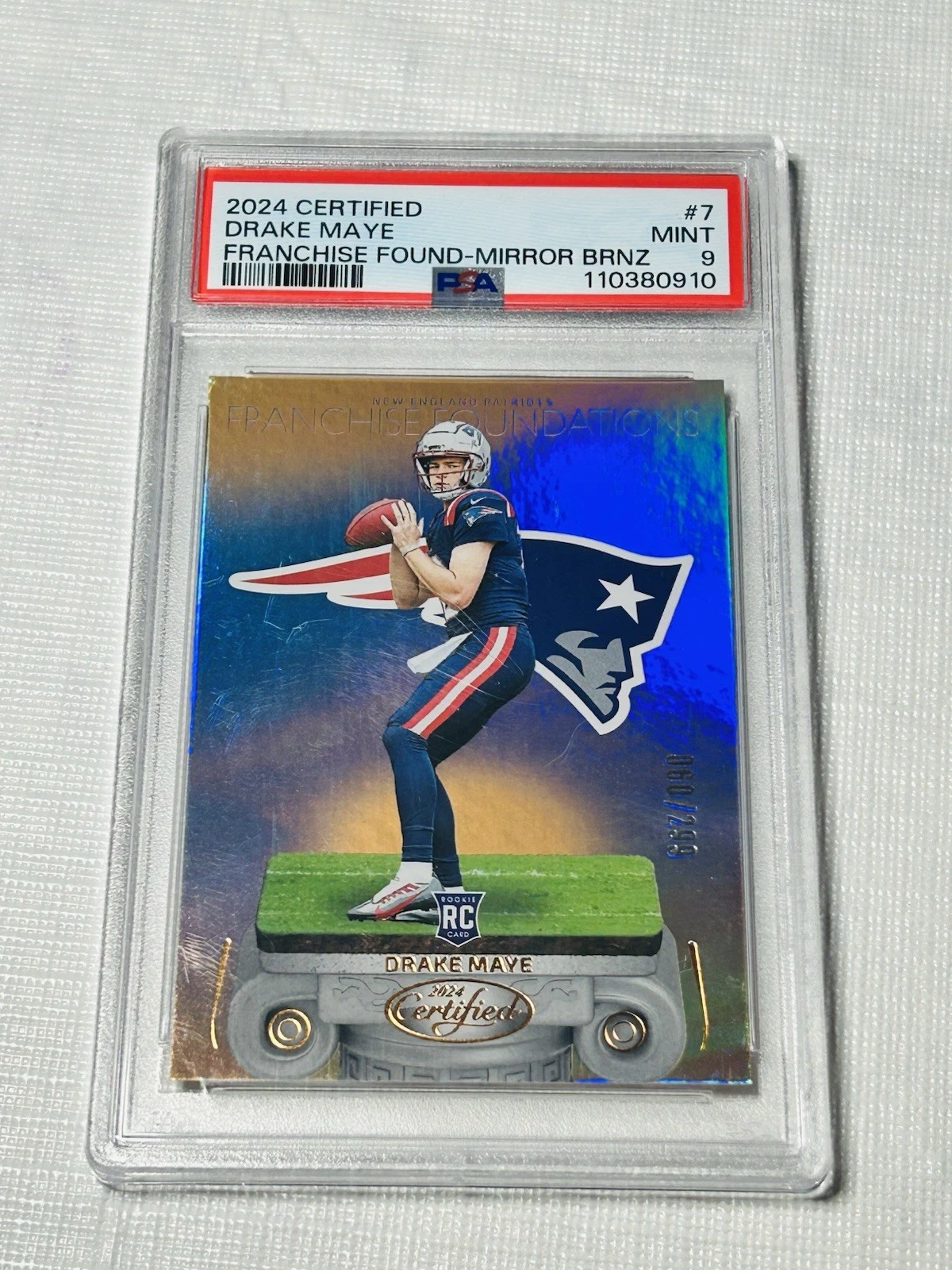 Drake Maye Panini Certified Franchise Foundations #7 Mirror Blue