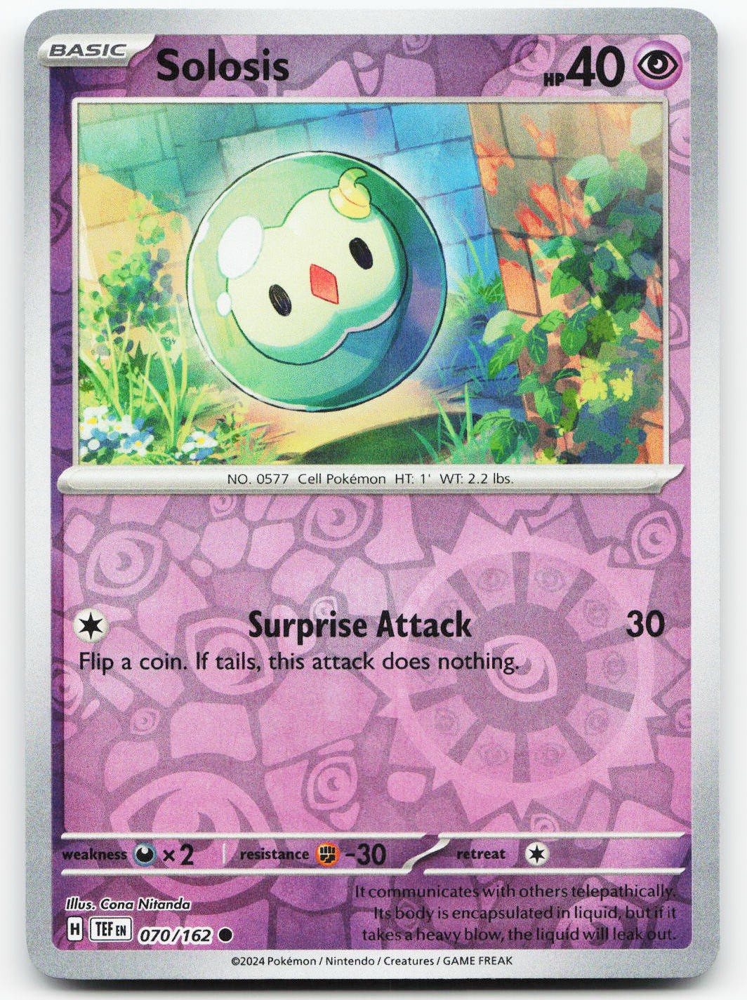 Solosis #70/162 (Reverse Holo) (NM) SV05: Temporal Forces TEF Pokemon