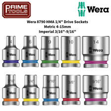 Wera Zyklop 8790 HMA 1/4" Drive Metric & Imperial Sockets 4-15mm 3/16-9/16"