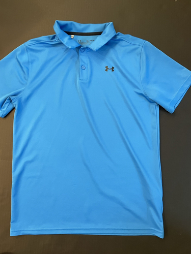 Under Armour Youth X Large Loose Honolulu Blue Short Sleeve Shirt Heat Gear