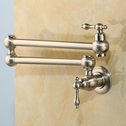 Black/Brushed Nickel Pot Filler Kitchen Sink Faucet Wall Mounted Single Cold Tap - Picture 3 of 22