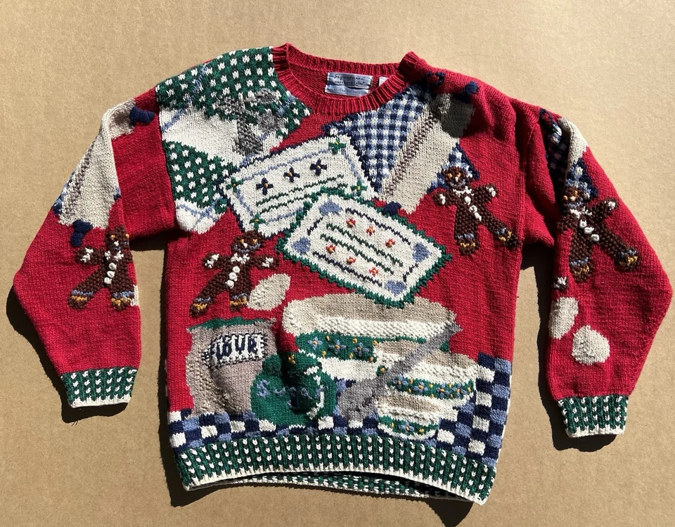 复古北岛毛衣女式大号手工针织烘焙姜饼奶奶 — 第 2/4 张图片