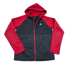 Jordan Hoodie Youth Boys XL Red Black Full Zip Sweatshirt Jacket Warm Up Track