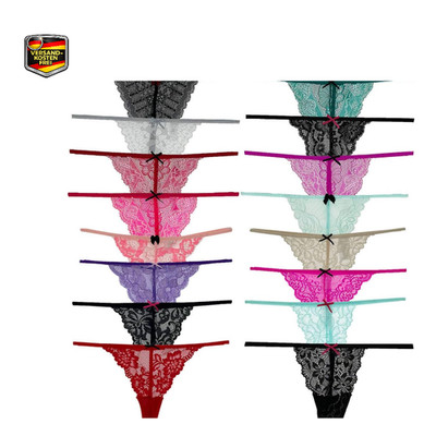 6er-Pack Spitzen-Tangas Damen G-String ohne sichtbare Höschen, atmungsaktiv