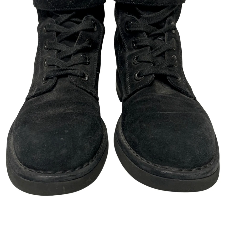 Chanel Interlocking C Negro Gamuza Moto Botas EU 38 US 7-7.5 Tobillo Motociclista Con Cordones Foto 3 de 4