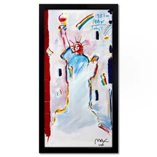 Peter Max, "Statue of Liberty II" Framed Hand Signed Offset Lithograph with Lett