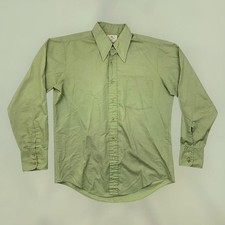 VTG 60s Penney's Towncraft Penn Prest Button Up Long Sleeve Shirt Adult XL Green