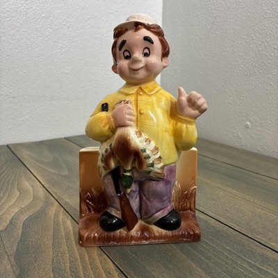 Vintage 1960s Duck Hunter Sportsman Ceramic Planter - Inarco Ceramics Japan (SH)